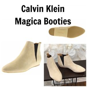NWOT Calvin Klein Magica Suede Slip On Booties